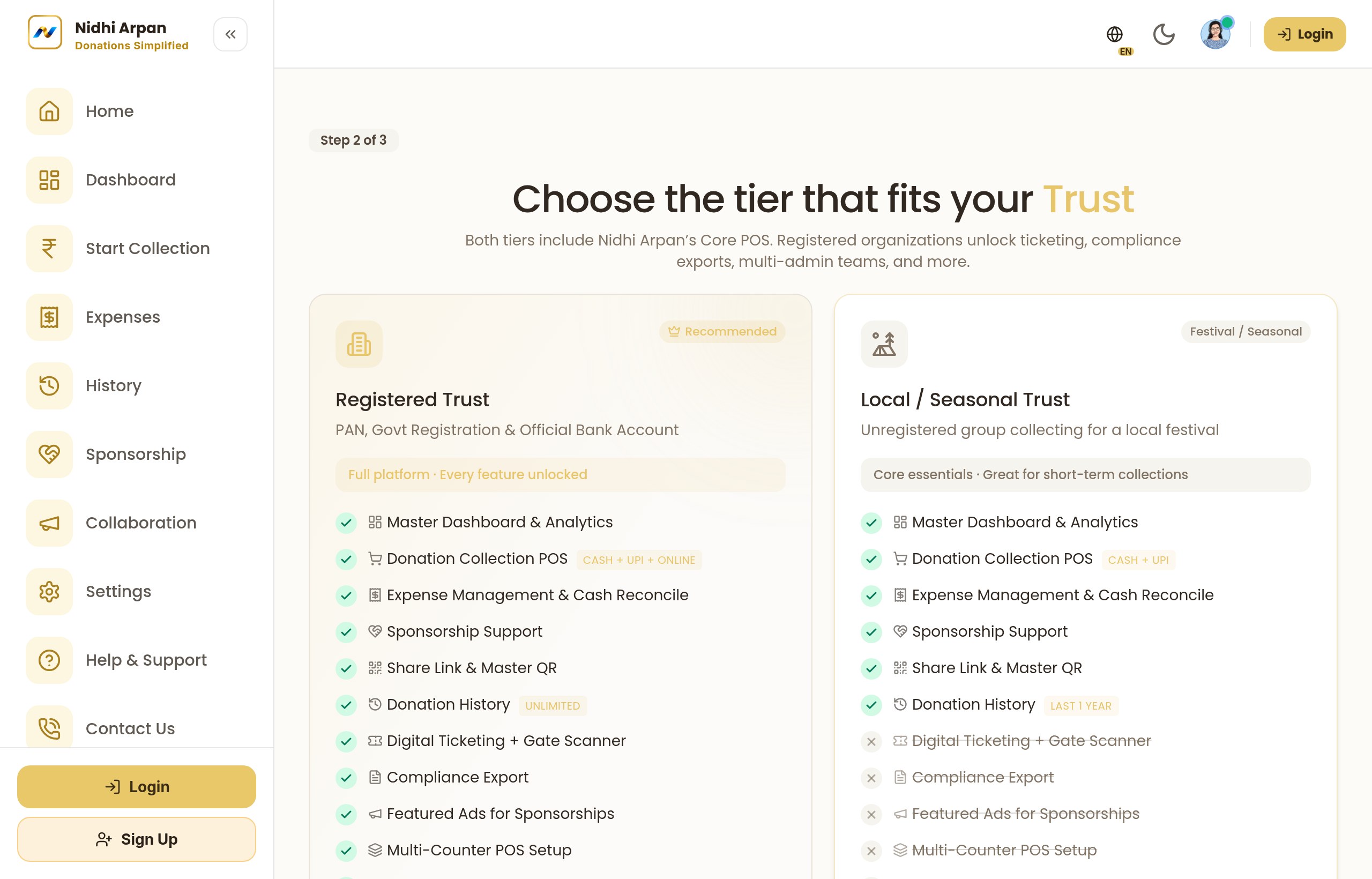 Onboarding screen